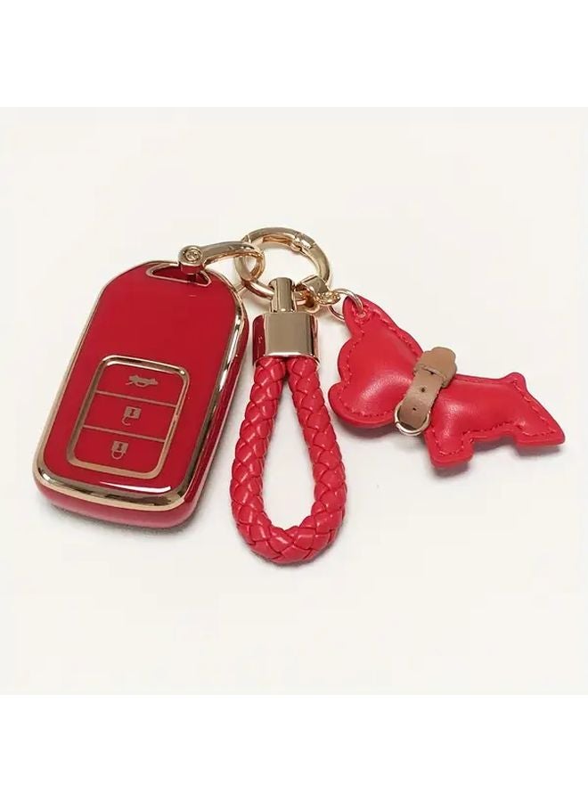 Green TPU Key Fob Cover Case With Keychain For Honda Accord Civic CRV Odyssey Passport - Image 3